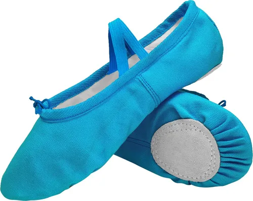 Vista 6 de L-RUN Zapatos de ballet para niñas, zapatos de baile suaves para mujer, zapatillas de ballet de lona para uso diario, zapatos de yoga planos