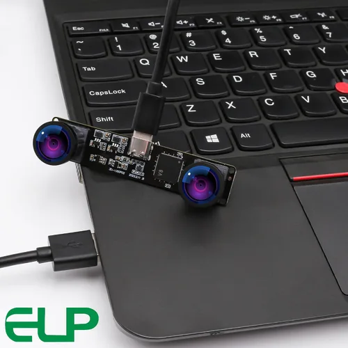 Vista 5 de ELP Cámara USB de doble lente de 4 MP, gran angular, 1080P 60 fps, Lightburn, mini UVC USB2.0 grabador láser módulo de cámara para computadora
