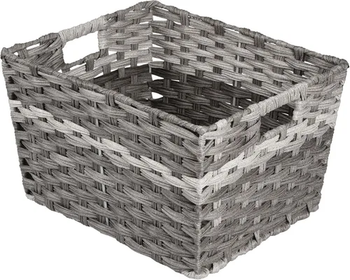 Vista 8 de mDesign Cestas de almacenamiento para el hogar de cuerda trenzada rectangular ancha con asas, para organizar armario, dormitorio, baño, sala