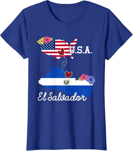 Vista 8 de Camiseta con la bandera salvadoreña de El Salvador de Estados Unidos para mujeres y hombres