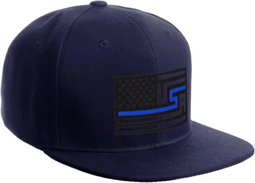 Vista 22 de I&W Hatgear Bandera de Rediseño de Estados Unidos Delgada Azul Línea Roja Soporte American Servicemen Sombrero El Snapback Línea Azul Delgada