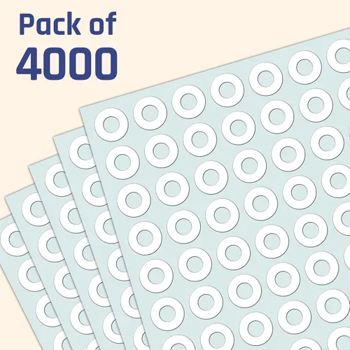 Vista 3 de Paquete de 4000 calcomanías de refuerzo de agujeros de papel - 0.25 pulgadas, color blanco