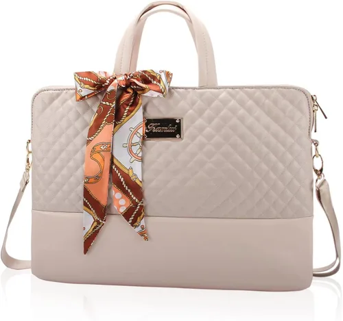 Vista 7 de Bolso para portátil de 15.6 pulgadas para mujer - Bolso para computador con funda para laptop, bandolera delgada para trabajo y viajes, de cuero PU