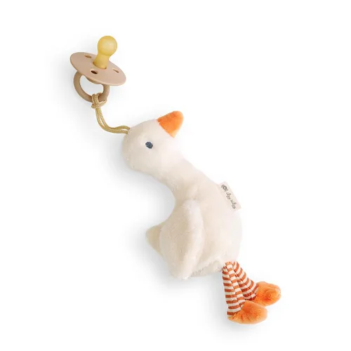 Vista 11 de Itzy Ritzy Juego de Chupete y Lovey - Chupete de goma natural con lovey de animal de peluche - Soporte de chupete de oso de peluche desmontable