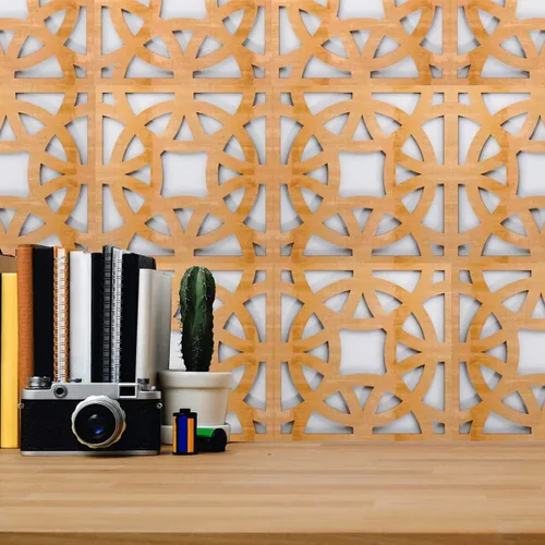 Vista 18 de 7 3/8"W X 7 3/8"H Extra Pequeña Gresham Decorativos Paneles De Pared De Madera De Calado, Roble Rojo