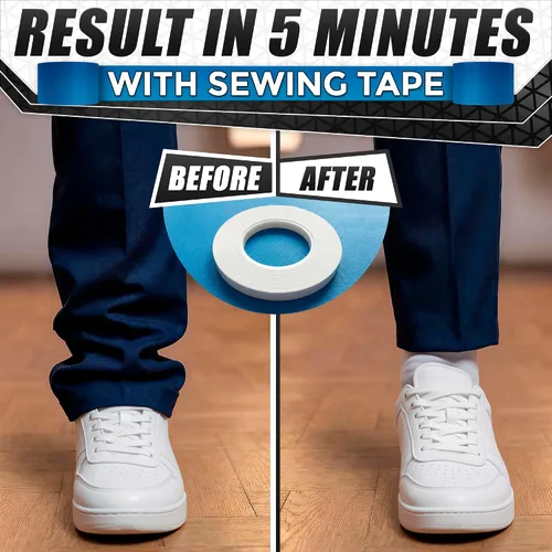 Vista 6 de Cinta de dobladillo sin coser sin planchado para el hogar, 0.4 pulgadas x 60 yardas, cinta acrílica transparente ultra fina de doble cara para ropa