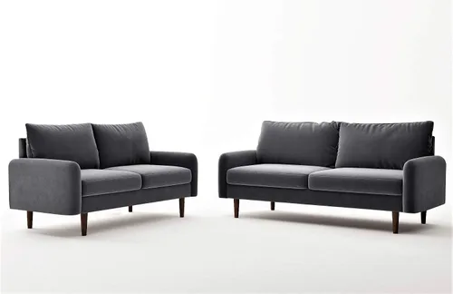 Vista 12 de Container Furniture Direct Kent Sofá biplaza de terciopelo para salas de estar modernas y espacios compactos, cómodo sofá de 2 plazas, muebles