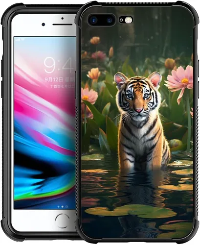 Vista 21 de Funda compatible con iPhone 8 Plus, diseño de elefantes africanos para iPhone 7 Plus, diseño de patrón a prueba de golpes, antiarañazos, carcasa