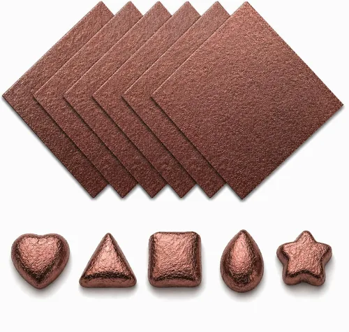 Vista 6 de 200 envoltorios cuadrados de papel de aluminio de papel de aluminio para decoración de envases de dulces (3.9 x 3.9 pulgadas) diseño de cáscara