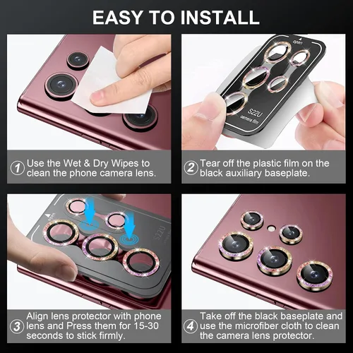 Vista 6 de Protector de lente de cámara para Samsung Galaxy S22 Ultra, aleación a prueba de caídas y arañazos, protección para accesorios de 6.8 pulgadas