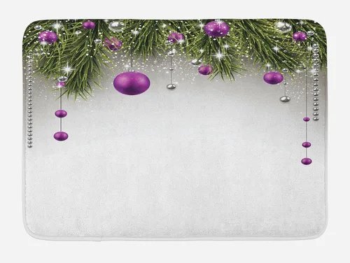 Vista 6 de Ambesonne Tapete de baño de Navidad, diseño tradicional de celebración, diseño de estrellas, copos de nieve ornamentados, tapete de felpa