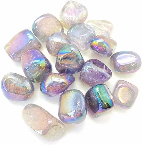 Vista 2 de Ángel Aura Amatista Tumbled – Piedra curativa – Cristal curativo 0.591-0.984 in 1 unidad