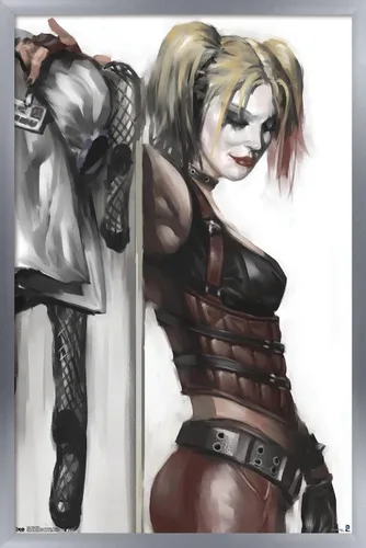Vista 11 de DC Comics - Póster de pared de Harley Quinn, 22.4 pulgadas de largo x 14.7 pulgadas de ancho, versión enmarcada de madera de granero