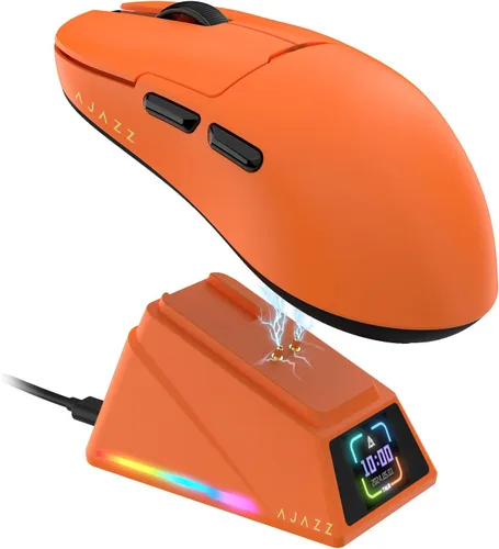Vista 10 de AJAZZ AJ159 APEX - Mouse inalámbrico para juegos con base de carga magnética, mouse ligero BT/2.4G/USB-C con cable, sensor óptico PAW3950APEX 42K