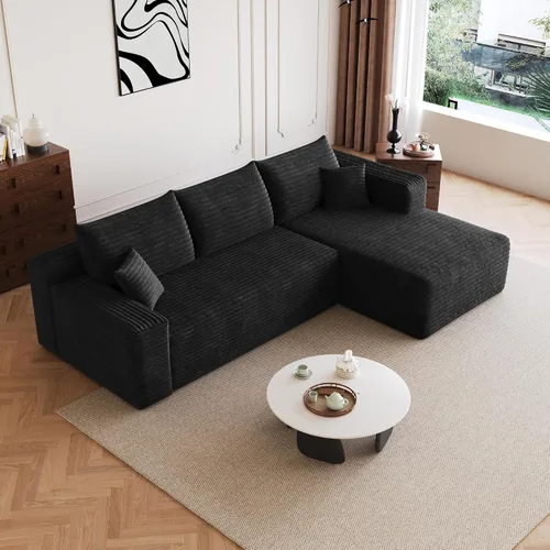 Vista 28 de AUGOP Sofá modular moderno de 96 pulgadas para sala de estar, sofá modular con sofás en forma de L, sofá tapizado sin hueso, sofá seccional con Negro