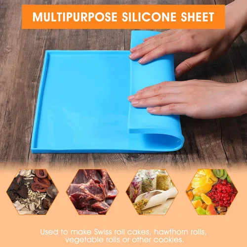 Vista 4 de 6 alfombrillas deshidratadoras de silicona compatibles con bordes, 12.2 x 10.2 pulgadas, forros de bandeja de silicona sin BPA con espátula