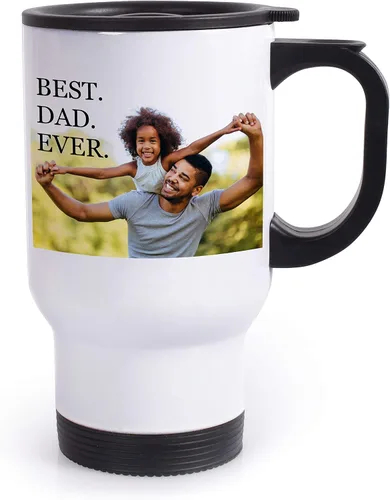 Vista 5 de Amazing Items Regalos para papá, taza de viaje personalizada con nombre y texto, añade tu foto, 8 fuentes y colores diferentes, vaso de viaje de 14