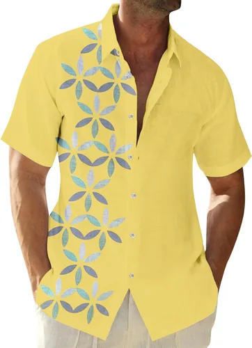 Vista 11 de RTRDE Men's Button Down Shirts Short Sleeve Graphic Print Hawaiian Vacation Beach Shirt, M-4XL