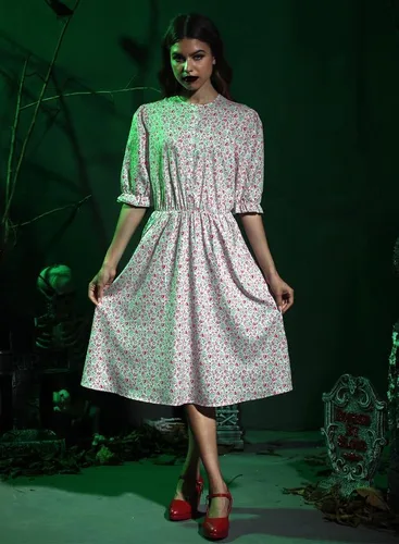 Vista 7 de Spadehill Halloween Costume for Women Pink Floral Dress Cosplay Party Dress