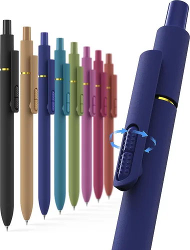Vista 15 de Hiacry 8 bolígrafos de gel de punta fina de 0.028 pulgadas, tinta negra, escritura suave, secado rápido, larga duración, suministros escolares