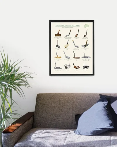 Vista 2 de Evolution of the Golf Putter - Póster impreso para pared, decoración del hogar de la casa, regalo de golf, 8 x 10 pulgadas, impresión enmarcada