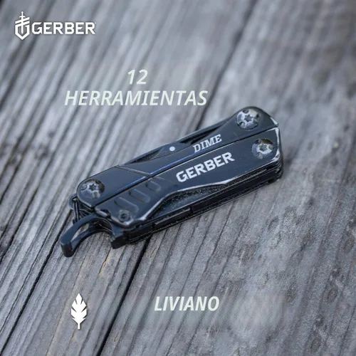 Vista 5 de Gerber Gear Dime 12-en-1 Mini EDC Multiherramienta - Pinzas de punta, cuchillo de bolsillo, llavero, abridor de botellas - Regalos para hombres