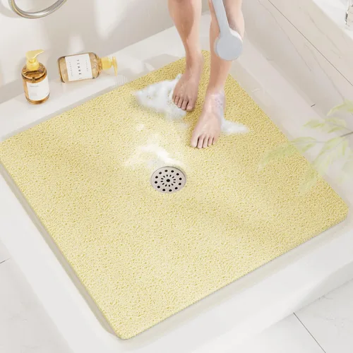 Vista 11 de HITSLAM - Tapete cuadrado para ducha, de 24 x 24 pulgadas, tapete de baño antideslizante para bañera, tapetes de baño de alcachofa de PVC suave