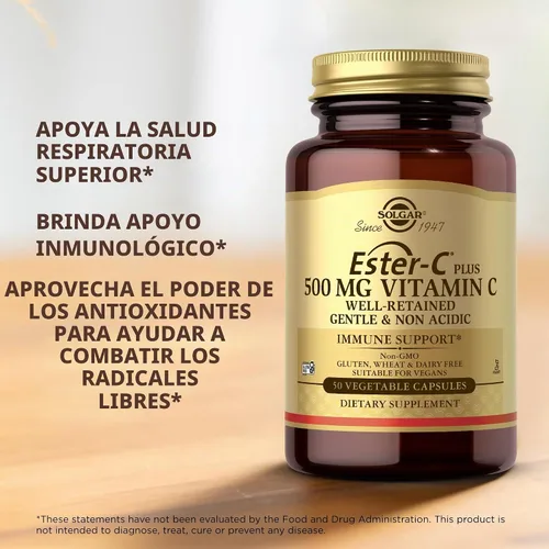 Vista 5 de Solgar Ester-C Plus 500 mg de vitamina C (complejo de ascorbato) – 50 cápsulas vegetales – Suave y no ácido – Antioxidante y apoyo inmunológico