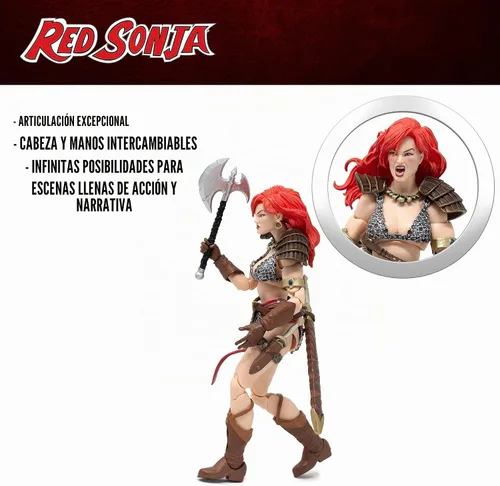 Vista 3 de Boss Fight Studio Epic H.A.C.K.S. Red Sonja Deluxe Figura de acción – Figura coleccionable altamente articulada, personalizable con accesorios