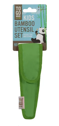 Vista 2 de TO GO WARE Juego de utensilios de bambú para niños Kiwi Green, 1 EA