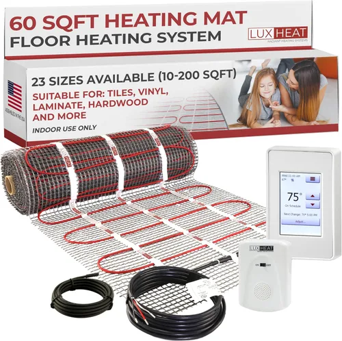 Vista 11 de Kit de alfombrilla de calefacción de suelo LuxHeat de 10 pies cuadrados - Alfombrilla de calefacción eléctrica de 120V con termostato - Sistema