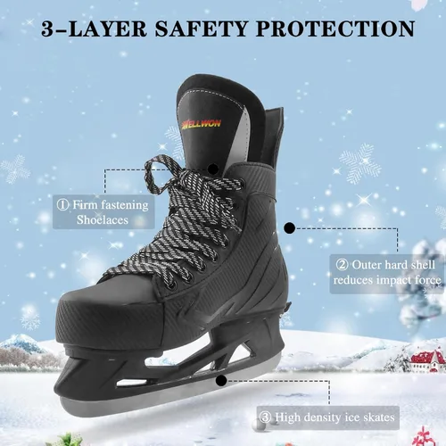 Vista 3 de Patines de hockey sobre hielo ajustables para exteriores y pistas, patines de hielo recreativos, patines de hockey para fitness, divertidos zapatos