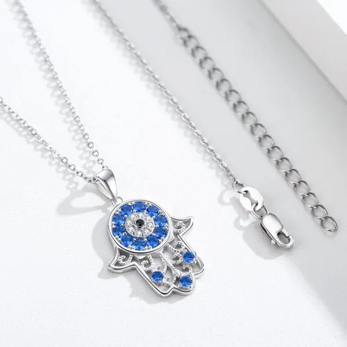 Vista 6 de Evil Eye Necklace for Women 925 Sterling Silver Tree of Life Hamsa Pendant Necklace Amulet Jewelry Gifts for Teen Girls