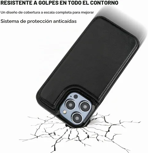Vista 6 de ONETOP Compatible con iPhone 14 Pro Max Funda Cartera con Portador de Tarjetas, Funda de Cuero PU con Soporte Ranuras para Tarjetas, Doble Cierre