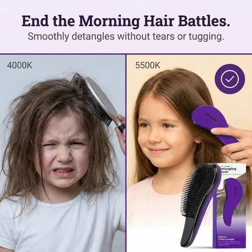 Vista 2 de Performore Smooth Glide - Cepillo desenredante para cabello natural, rizado, liso, húmedo o seco, secado rápido, cabello largo o corto para mujeres