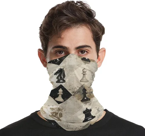 Vista 4 de Pasamontañas para el cuello, transpirable, pieza de ajedrez, bandanas marrones para el sol y al viento, máscara facial, bufanda para la cabeza
