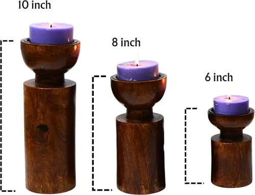 Vista 8 de Portavelas grandes para velas de pilar, estilo rústico de granja, decoración del hogar, perfecto para centros de mesa, mesa de café o chimenea