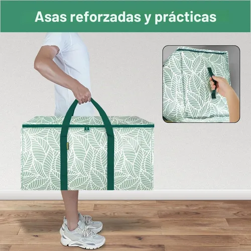 Vista 5 de BALEINE Paquete de 2 bolsas de mudanza de gran tamaño con asas reforzadas, bolsa de almacenamiento resistente para ropa, suministros de mudanza