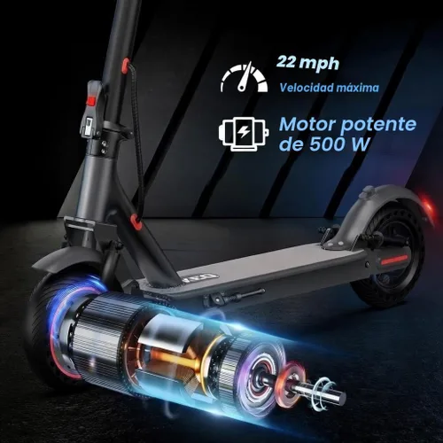 Vista 3 de KEQ Electric Scooter Adults with Dual Suspension 10" Solid Tires Max 22Mph 500W Motor 30 Miles Range Dual Braking System Portable & Foldable E Negro
