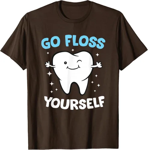 Vista 8 de Camiseta higienista dental, asistente dental, Go Floss Yourself dentista, Negro, S