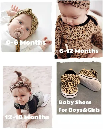 Vista 5 de YTWM Baby Girls Shoes Leopard Walking Shoe for 0-18 Months, Easy Wear Non Slip Lightweight Baby Indoor Outdoor Sneakers