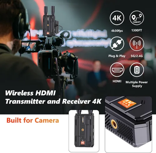Vista 3 de Receptor HDMI inalámbrico, solo receptor, Plug&Play rango de 1300 pies extensor HDMI inalámbrico 4K con latencia de 0.1S, para transmisión