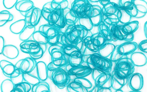 Vista 2 de Rainbow Loom Recambio de banda de goma sin látex + clips en C, gelatina turquesa