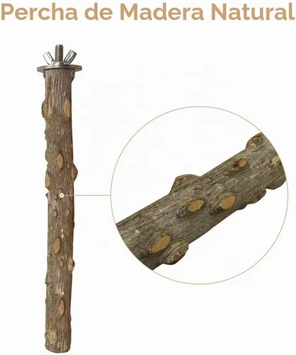 Vista 4 de LIMIO Perca para pájaros, 4 piezas, soporte de madera natural, juguetes para periquitos, accesorios para jaulas de pájaros, suministros de conure