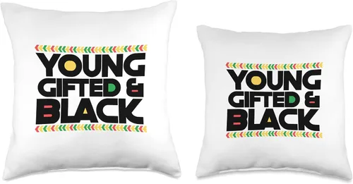 Vista 3 de Young Gifted and Black African American Melanin History Throw Pillow