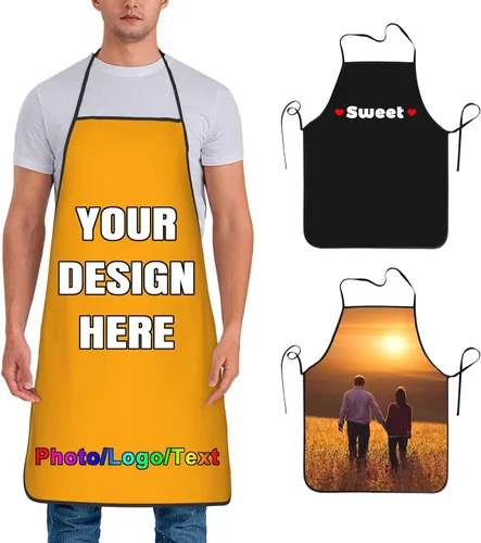 Vista 9 de Delantal de chef personalizado para hombres y mujeres, para cocinar, con nombre, logotipo, foto, regalos de cocina para familiares y amigos