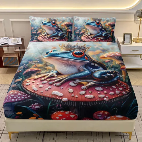 Vista 24 de AILONEN Axolotl - Juego de sábanas bajeras para niños, tamaño individual XL, color rosa y azul degradado kawaii, lindas sábanas de fresa salamandra