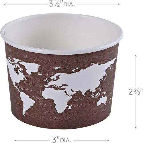 Vista 3 de Eco-Products, Inc Recipientes para sopa con diseño del mundo, Mixto, 1000
