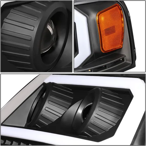 Vista 7 de DNA MOTORING HL-HPL-F15004-BK-AM - Faros delanteros negros de repuesto para 04-08 F-150 06-08 Mark LT secuencial persecución ámbar LED señal de giro