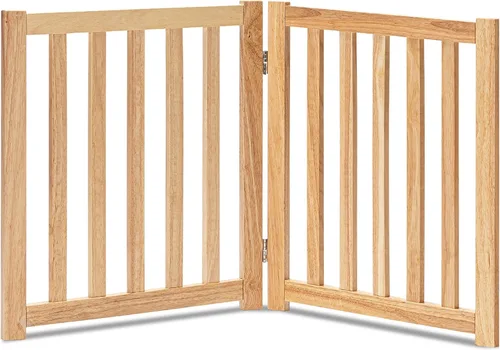 Vista 33 de LZRS Puerta para perros de madera independiente plegable de 2 paneles para interiores – Madera dura sólida de 24" de alto, puerta de seguridad